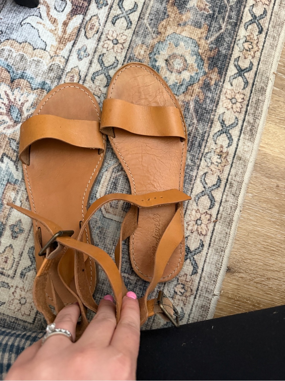 Madewell Tan Leather Slide & Ankle-Strap Sandals